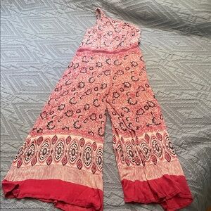 Free People Red Patterned Women's Jumpsuit
